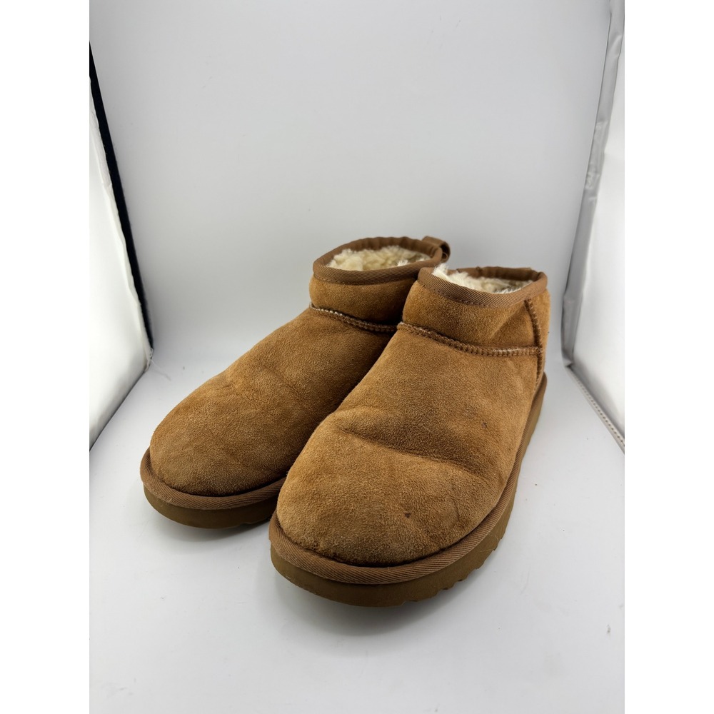UGG Classic Ultra Mini Chestnut Suede Ankle Boots 1116109 Womens Size 8
